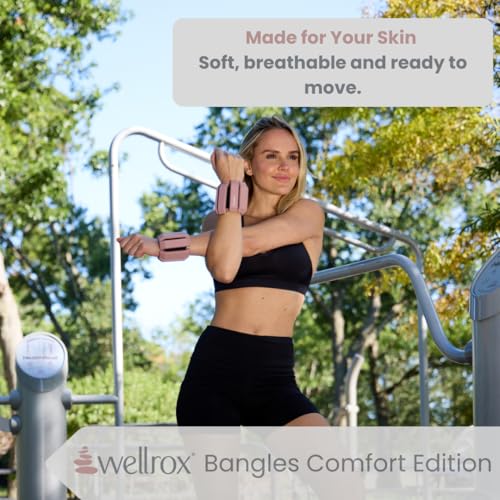 Weighted Bangles – Adjustable Ankle and Wrist Weights for Women & Men – Set of Ankle Weights 2 lbs (1 lb Each Wrist Weight) | Weighted Arm Bands for Pilates, Yoga, Running & Walking - color: Dusty Rose