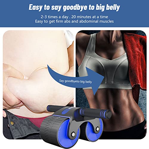 Automatic Rebound Aabdominal Wheel, 1 Set Of 2023 Upgraded Automatic Rebound Abdominal Wheel Cell Phone Stand Ab Roller With Kneeling Pad For Abdominal Core Strength Training Abdominal Muscle Roller (Blue)