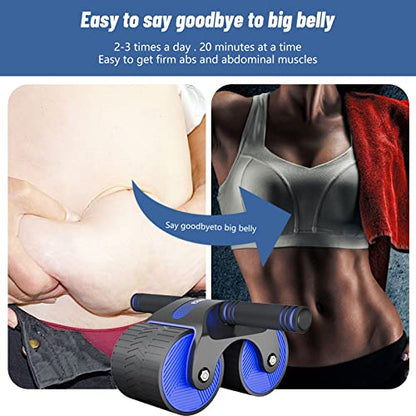 Automatic Rebound Aabdominal Wheel, 1 Set Of 2023 Upgraded Automatic Rebound Abdominal Wheel Cell Phone Stand Ab Roller With Kneeling Pad For Abdominal Core Strength Training Abdominal Muscle Roller (Blue)