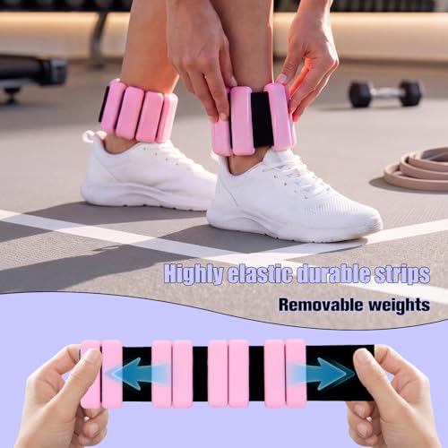 Wrist Weights Set of 2, Ankle Weights for Women Men, Adjustable Wrist Weighted Bracelet forHome, Gym, Yoga, Dance, Pilates, Pool Exercises and Jogging, 2lb