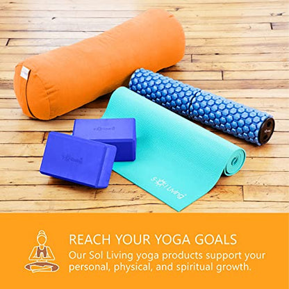 Sol Living Yoga Blocks 2 Pack High Density EVA Foam Yoga Cushion Stretching Pilates Meditation Exercise Equipment Support Deepen Poses Odor Free Non Slip Yoga Accessories - 4" x 6" x 9"- Blue - color: Blue