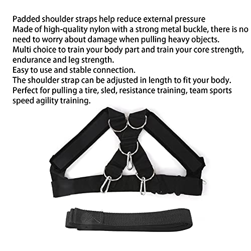 Weight Bearing Shoulder Strap, Harness Weight Bearing Shoulder Strap, Pulling Sled Harness Vest, Tire Pulling Harness, Resistance Bands with Pulling Strap for Fitness - color: black