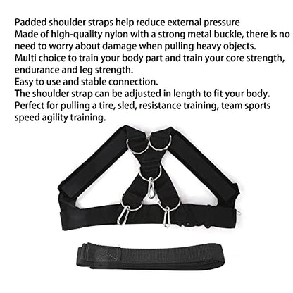 Weight Bearing Shoulder Strap, Harness Weight Bearing Shoulder Strap, Pulling Sled Harness Vest, Tire Pulling Harness, Resistance Bands with Pulling Strap for Fitness - color: black