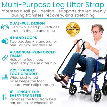 Vive Leg Lifter Strap - Leg Raise Stretch Strap w/Loop for Physical