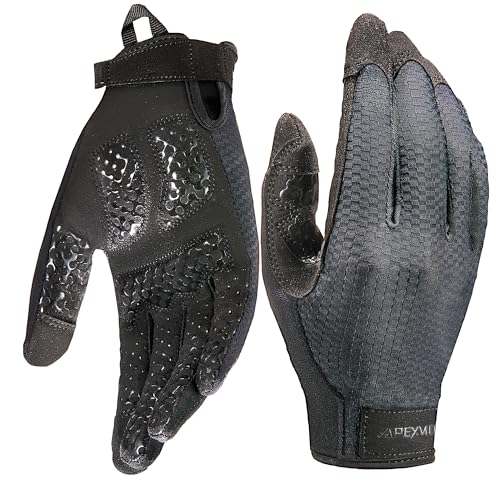 COOLJOB Padded Gym Workout Gloves for Men, Non-Slip Grip Breathable Touchscreen Sports Gloves for Cycling Driving, S-XL Black - size: X-Large