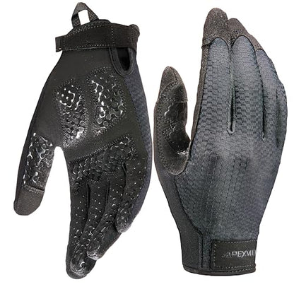COOLJOB Padded Gym Workout Gloves for Men, Non-Slip Grip Breathable Touchscreen Sports Gloves for Cycling Driving, S-XL Black - size: Small