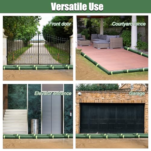 4PCS Sand Bags for Flooding, Reusable Quick Dam Flood Barriers for Home & Outdoor Water Barrier with Elastic Band, 4'X 7" Flood Prevention Sandbag Thickened Canvas Sand Bags with Sand Shovel