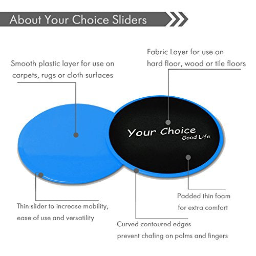Core Sliders - Dual Sided Exercise Gliding Discs for Carpet & Hardwood, 7" Workout Sliders