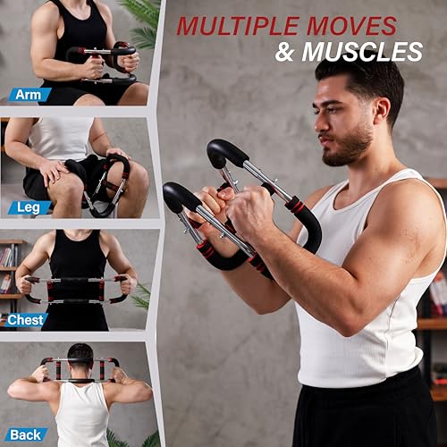 Adjustable Power Twister Arm Trainer - Chest Workout Equipment for Home Gym, Forearm Trainer & Muscle Exerciser for Men and Women, Portable Home Workout Strength Training, Upper Body Exercise Bar