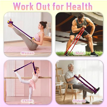 5 Pcs Resistance Bands Set, Foot Pedal Resistance Band with Handles, Workout Elastic Exercise Bands for Ab, Waist, Arm, Leg, Women Fitness Stretch Bands for Pilates, Yoga at Home, Gym