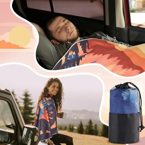 OBUSATT 2 Pack Car Seat Towel Covers with Storage Bag Seat Cover Protector Athletic Running Towel Sweat Washable Cover Gift for Car Outdoor Sport Activities Gym Workout 63x32 in, Sunset Forest Bear - style: Sunset Forest Bear