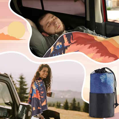 OBUSATT 2 Pack Car Seat Towel Covers with Storage Bag Seat Cover Protector Athletic Running Towel Sweat Washable Cover Gift for Car Outdoor Sport Activities Gym Workout 63x32 in, Sunset Forest Bear - style: Sunset Forest Bear
