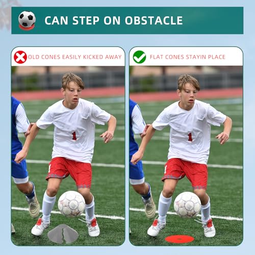 Spot Markers 4 Inch 9 Inch Non Slip Rubber Floor Markers Flat Field Cones Poly Dots for Soccer Basketball Sports Speed Agility Training and Drills