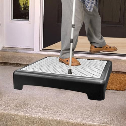 Mobility Step Stool, 3.3" Height Portable Multi-Functional One Step Stool for Adults & Toddlers, Sturdy and Anti-Slip Step Platform for Car, Bathroom, Bedside, Stairs, Black & Grey - style: Plastic