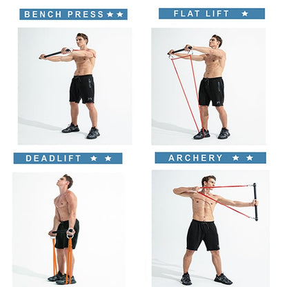 Resistance Band Bar, Portable 43 Inch Pilates Bar with Resistance Bands Home Gym Workouts Stick Squat Yoga Pilates Flexbands Kit for Full Body Shaping