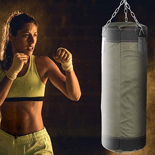 Punch Sandbag,Empty Training Kick Sandbag Fight Karate Punching Sand Bag with PU Patch Hand from Abrasion for Weight Lifting,Exercise,etc (Green-0.6m)
