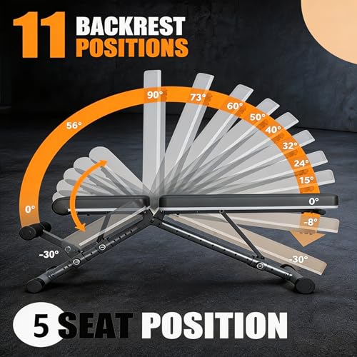 BARWING Adjustable Weight Bench Workout Bench, 1000/1300 LBS Heavy Duty Incline Decline Bench for Home Gym, Easy Assembly Foldable Training Lifting Bench - color: Black