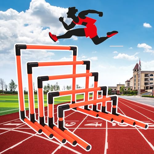 Speed Agility Hurdles Training Equipment, Pack of 5 Detachable Practice Hurdles for Track and Field - Portable Adjustable Football Hurdles Set