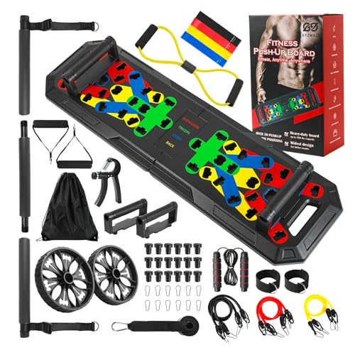 Push Up Board - Portable Multifunction All-in-One Fitness Accessories, Includes Resistance Bands & Pull Up Band, Durable Workout Board for Home Gym, Great Chest Workout Equipment