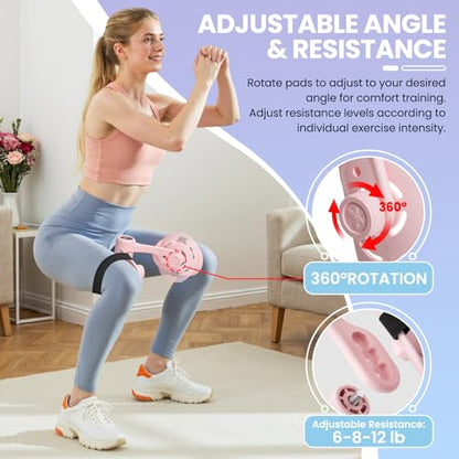 Thigh Exerciser Trainer, 360°Adjustable Pelvic Floor Muscle Exerciser with LED Display, Inner Thigh Exerciser for Women, Thigh Workout Equipment for Hip, Leg, Arm