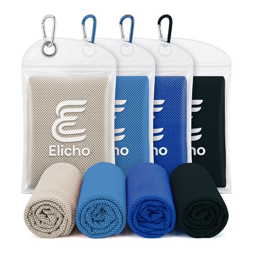 4 Packs Cooling Towel (40"x12"), Cooling Neck Wraps, Microfiber Ice Sport Towel, Soft Breathable Chilly Towel for Yoga, Running, Gym, Camping, Fitness, Workout & More Activities(Multicolor) - color: Light Blue/Grey/Black/Deep Blue