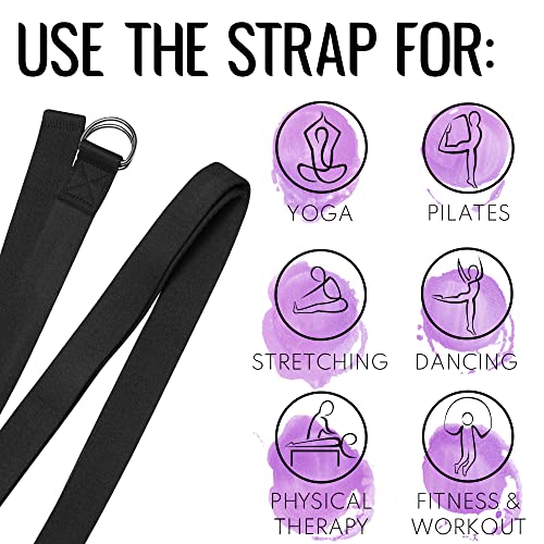 Yoga Strap & Mat Strap – 2 IN 1 – Cotton – 6 ft 8 ft 10 ft (30+ colors) – Adjustable Non-Slip Belt for Yoga, Pilates, Stretching, Physical Therapy, Fitness & Home Workout – For Carrying Mats