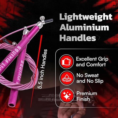 Jump Ropes for Fitness with 2 Jumping Rope Cables - Speed Jump Rope for Men and Women - Adjustable Skipping Rope - Speed Rope for CrossFit, Boxing, Exercise - Indoor and Outdoor Workout Essentials