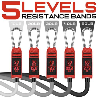 WALITO Resistance Bands Set - Exercise Bands with Handles, Door Anchor, Legs Ankle Straps, for Heavy Resistance Training, Physical Therapy, Muscle Training, Yoga, Home Workouts, Gym