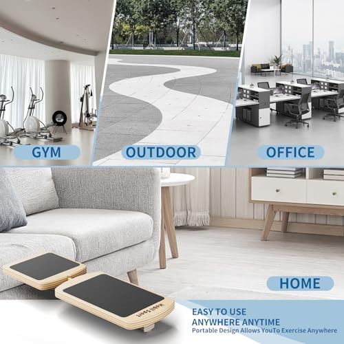 Ankle Balance Board Wooden Single Leg | Plantar Fasciitis & Achilles, Foot Strengthener & Stability Trainer, Office Desk, Rehab & Runners, 16-Exercise Guide & Bag