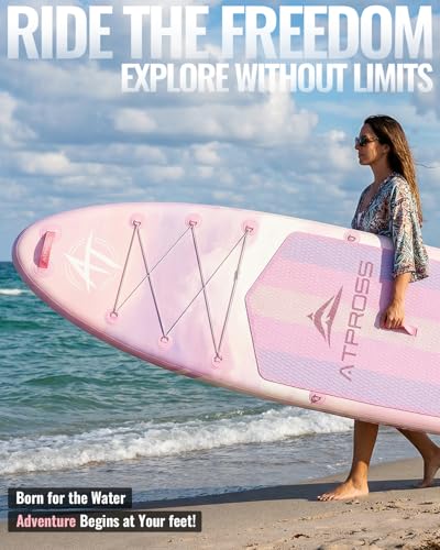 11'6"x35" Inflatable Paddle Board, 450lbs Extra Wide Stand Up Paddleboard for Adults with Premium SUP Accessories Kit & Backpack, Blow Up Kayak Non-Slip Stable Deck Boat for Yoga Fishing Surf - style: Gradient pink/kayak seat