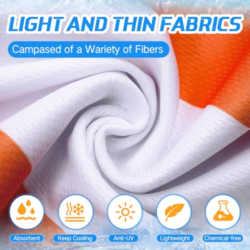 20 Pieces Cooling Towels Bulk for Neck and Face 40 x 12 Inch Double Layer Microfiber Soft Breathable Chilly Orange Cold Towels for Gym Yoga Camping Running Workout Travel Sports