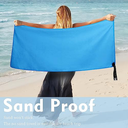 Microfiber Travel Towel, Quick Dry Camping & Gym Towel. Compact - color: Blue, size: S:16"×32"