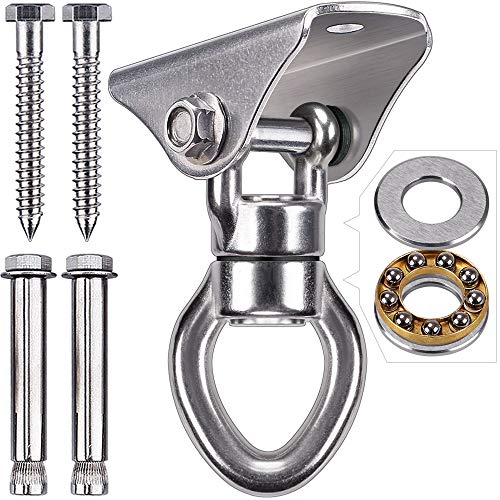 SELEWARE Silent Bearing Swing Hanger, Heavy Duty 360° Rotate Swing Swivel Hook, 1200LB Capacity for Wooden Concrete Playground Yoga Hammock Chair Rope Punching Bag Porch Swing Set - color: Swivel With Hanger
