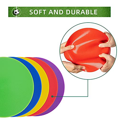 Poly Spot Markers 4inch/9 inch Non-Slip Rubber Agility Markers Flat Field Cones Floor Dots for Football, Soccer, Basketball Training Markers, School Activities, Exercise Drills, Social Distancing