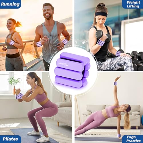 Wrist and Ankle Weights for Women & Men 2 Pack (1lb Each), Adjustable Silicone Wearable Arm & Leg Weights for Pilates, Gym, Yoga, Cardio, Strength Training - color: Purple