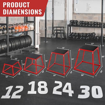 GarveeLife Plyometric Jump Box, Heavy-Duty Steel Plyo Boxes with Rubber Pad for Home Gym, Jump Platforms Step Up Box, Jump Trainers Conditioning Strength Training
