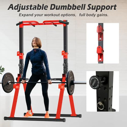 Foldable Power Tower Pull Up Bar Station, Multi-function Stable Pull Up Dip Station for Home Gym Strength Training Equipment