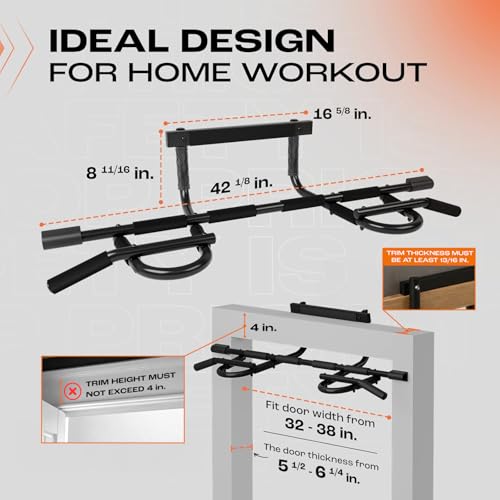 Yes4All Heavy Duty Wall Mounted Pull Up Bar, Over Door Pull Up Bar for Doorway, Multi Grip Chin Up Bar, Sturdy Strength Training Bars & Durable Gym Bar for Home Exercise - style: Pull Up Bar XSP