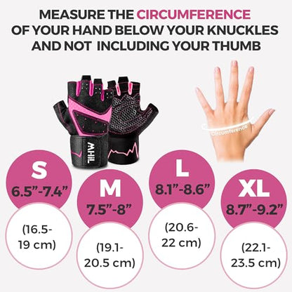 Workout Gloves for Women – Breathable Gym Gloves for Women with Palm Protection and Enhanced Grip – Padded Weight Lifting Glove for Womens with Wrist Wraps Support Weightlifting Exercise Cycling