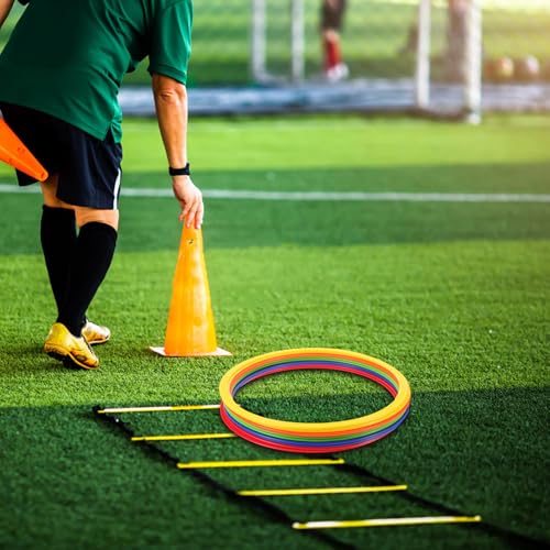 Kisangel 10pcs Plastic Agility Training Rings for Soccer Speed and Coordination Practice, Sports Toss Hoops for Outdoor Backyard Fitness