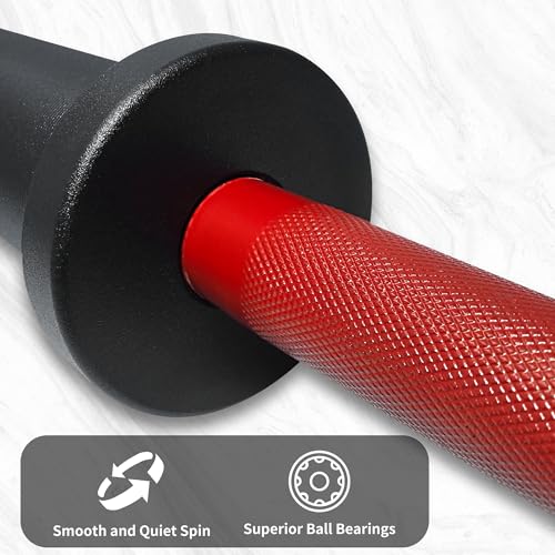 16" Olympic Dumbbell Handle, Dumbbell Bar for 2-inch Olympic Weight Plates, Loadable Dumbbells for Home Gym Strength Training, 2 Pair of Spring Collars Included - color: Red
