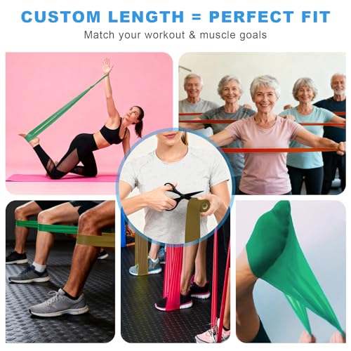 MORECOO Resistance Bands for Physical Therapy & Workout - 25 Yard Natural Latex Exercise Band Roll, Cut-to-Length Elastic Stretch Bands for Rehab, Pilates, Strength Training & Home Gym
