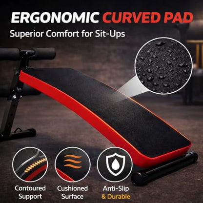 EZ-U Sit Up Exercise Equipment Sit Up Bench Adjustable Weight Bench Foldable Decline Ab Board 440LB Weight Capacity Heavy Duty Steel for Home Gym Core Workout Strength Training