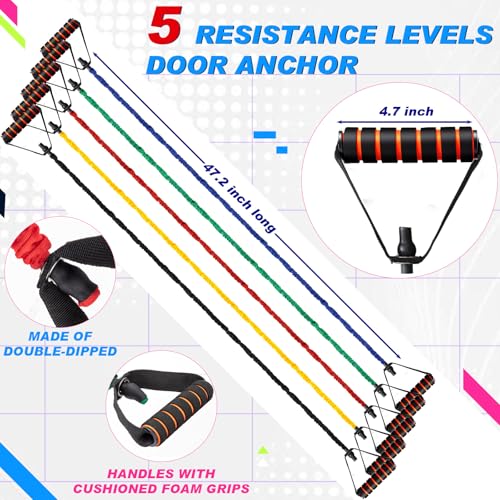Leyndo 5 Pcs Exercise Resistance Bands with Handles, 5-Level
