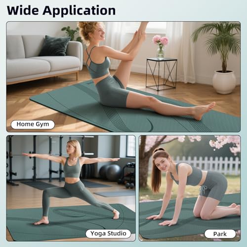 Yoga Mat High Density Exercise Mat, 76"x32"x0.27"Thick Wide & Large Yoga Mat for Women Men, Professional POE Workout Mat for Yoga, Pilates, Fitness & Stretching