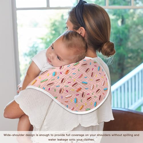 Cakes and Sprinkles Muslin Burp Cloths 4 Pack - Extra Large 22"x11", 4-Layer Soft Absorbent Cotton, Waterproof Backing, Baby Drool Rags for Newborn
