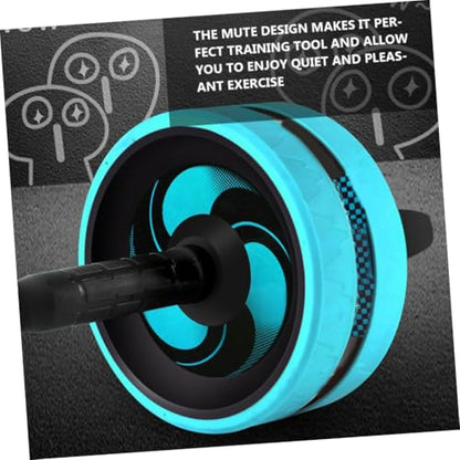 Ab Roller Wheel with Knee Pad and Jump Rope Silent Core Trainer for Abdominal Exercise Safe Non-slip Handles Portable Gym Equipment for Men and Beginners Blue and Black