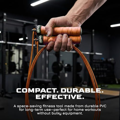 WOD Nation Attack Speed Jump Rope Adjustable Dual-Cable Skipping Rope for Men, Speed & Weighted Options, Fast Fold-Over Adjustment Durable Adult Boxing Rope for Fitness, Cardio Home Gym & Cross Training - color: Orange