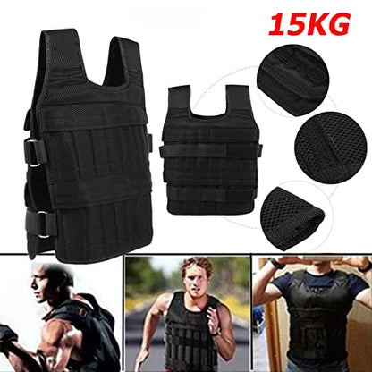 Maxmartt Pocket Weighted Vest for Men and Women 50KG Oxford Cloth Adjustable Workout Weight Vest Strength Training Vest Training Weighted Jacket (Without Plates Weights)