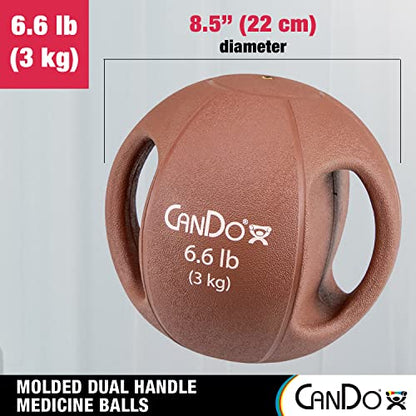 CanDo Molded Dual-Handle Medicine Ball for Strength Training, Core Workouts, Warmups, Cardio, and Plyometrics with Handles for Home and Clinic Use - style: a) 6.6 lb